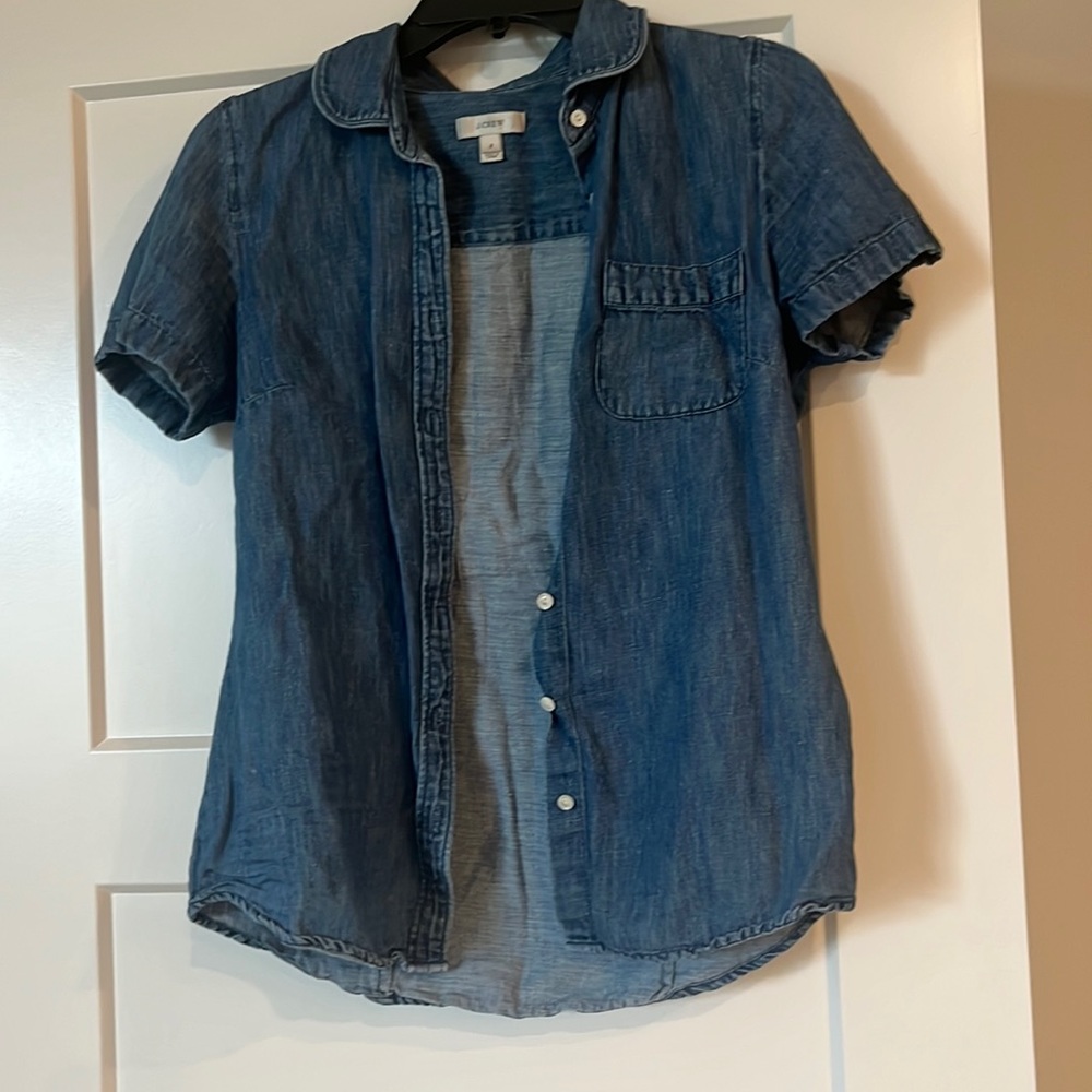 Jcrew short sleeved denim button up